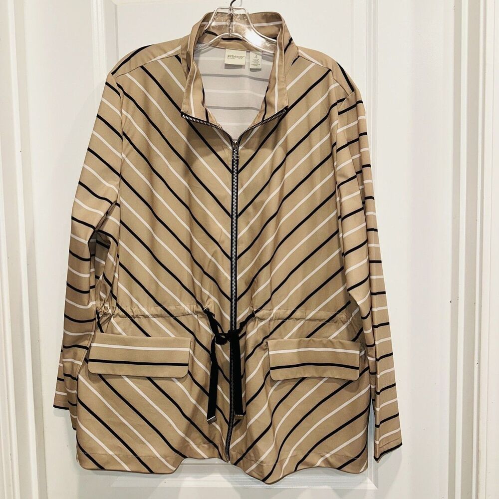 Zenergy Chicos Size XL Womens Full Zip Lightweight Long Sleeve Jacket Blouse